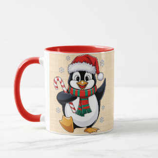 Christmas penguin with Bonnet and Sugar Cane Mug