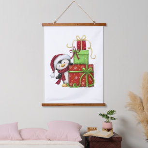 Christmas Penguin with Gifts - Festive Fun Decor Hanging Tapestry
