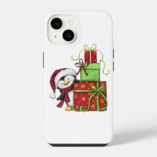 Christmas Penguin with Gifts - Festive Fun Decor iPhone 14 Case