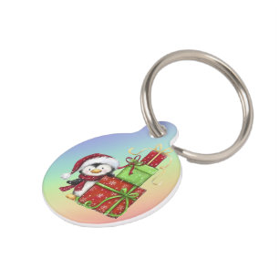 Christmas Penguin with Gifts - Festive Fun Decor Pet Tag