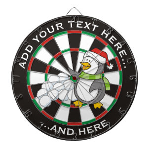Christmas penguin with snow balls waving dartboard