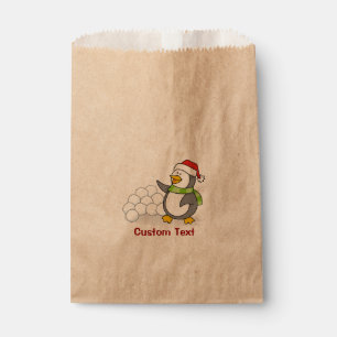 Christmas penguin with snow balls waving favour bag