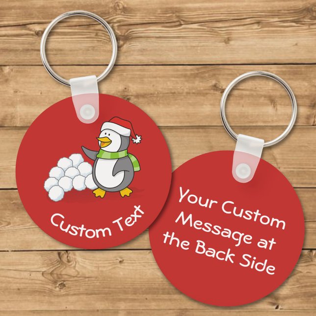 Christmas Penguin with Snow Balls Waving Keychain (Creator Uploaded)