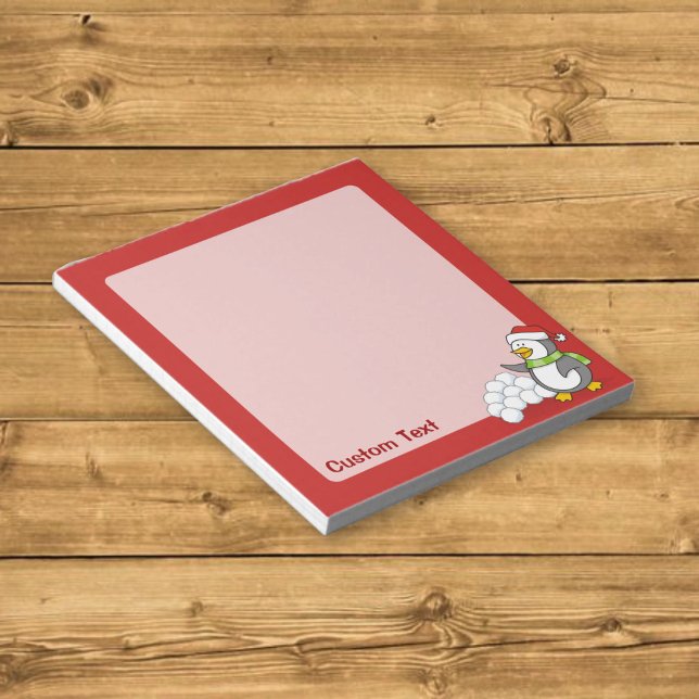Christmas penguin with snow balls waving notepad (Creator Uploaded)