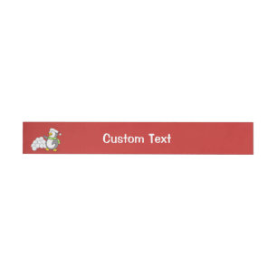 Christmas penguin with snow balls waving wraparound address label