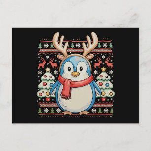 Christmas Penguin Xmas Ugly Sweater Snow Holiday Postcard