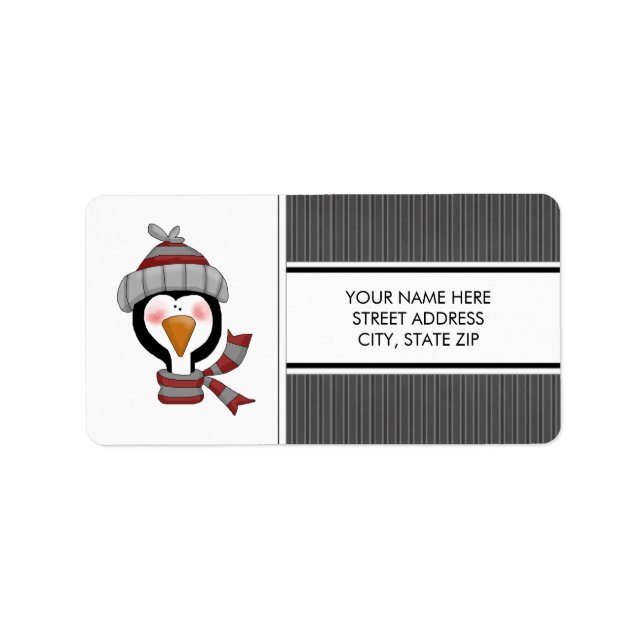 Christmas Penguins Address Mailing Labels (Front)