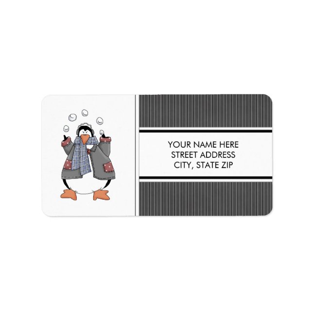 Christmas Penguins Address Mailing Labels (Front)
