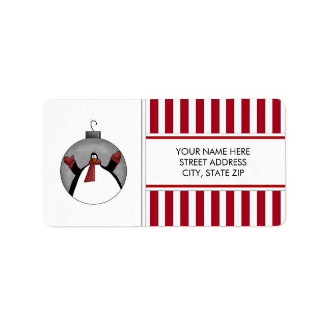 Christmas Penguins Address Mailing Labels (Front)