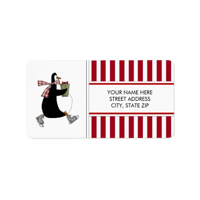Christmas Penguins Address Mailing Labels (Front)