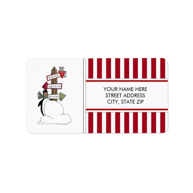 Christmas Penguins Address Mailing Labels (Front)