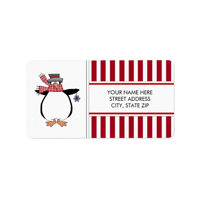 Christmas Penguins Address Mailing Labels (Front)