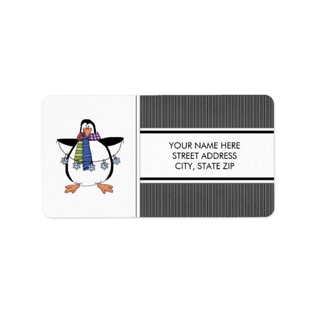Christmas Penguins Address Mailing Labels (Front)