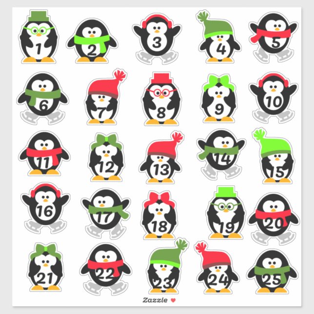 Christmas Penguins Advent Calendar (Sheet)