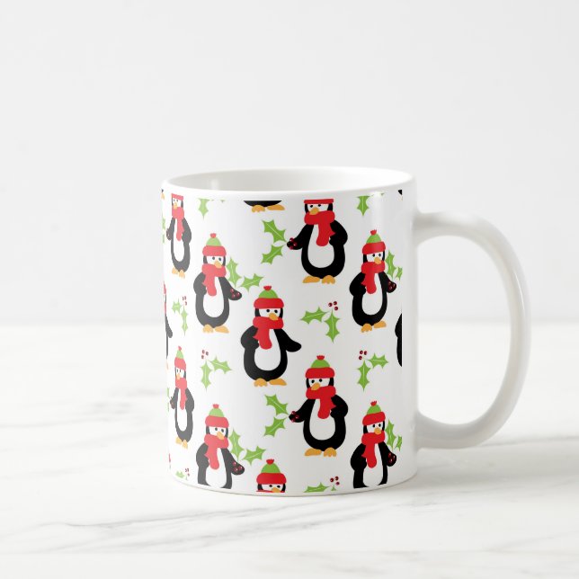 Christmas Penguins and Holly Mug (Right)