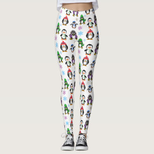 Christmas Penguins and Snowflakes Leggings
