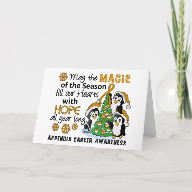 Christmas Penguins Appendix Cancer Holiday Card (Front)