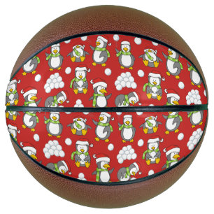 Christmas penguins background basketball
