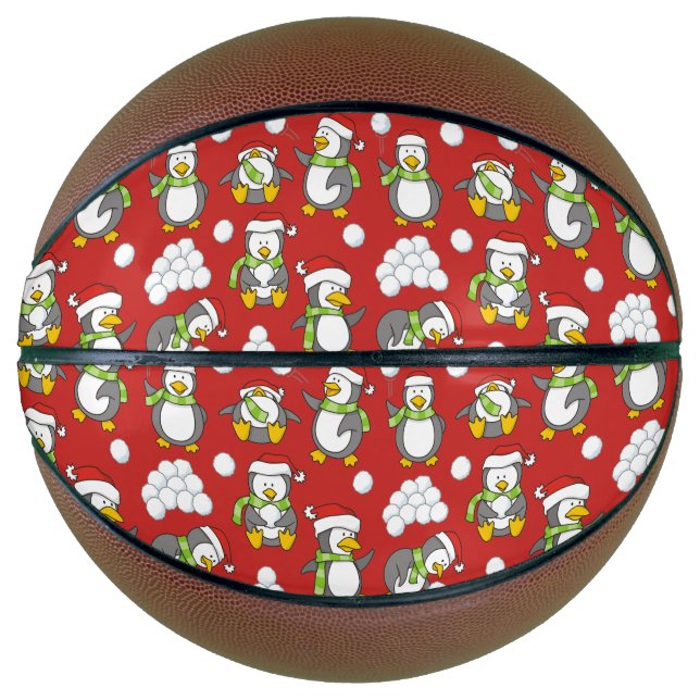 Christmas penguins background basketball (Front)