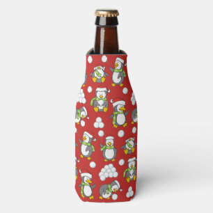 Christmas penguins background bottle cooler