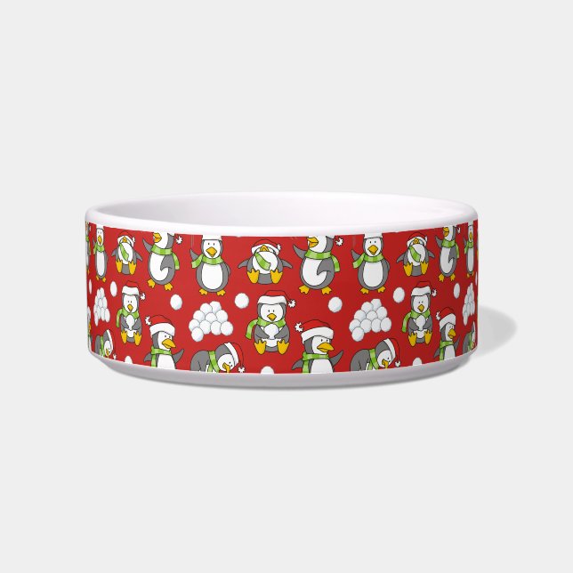 Christmas penguins background bowl (Left)