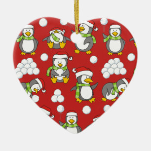 Christmas penguins background ceramic tree decoration