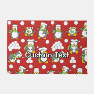 Christmas penguins background doormat
