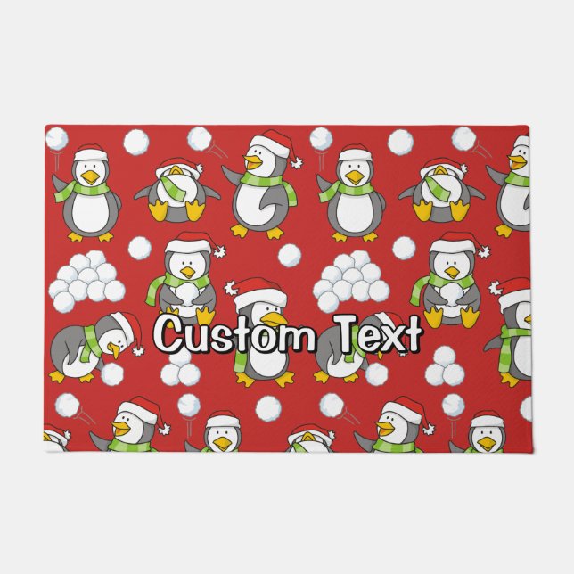 Christmas penguins background doormat (Front)