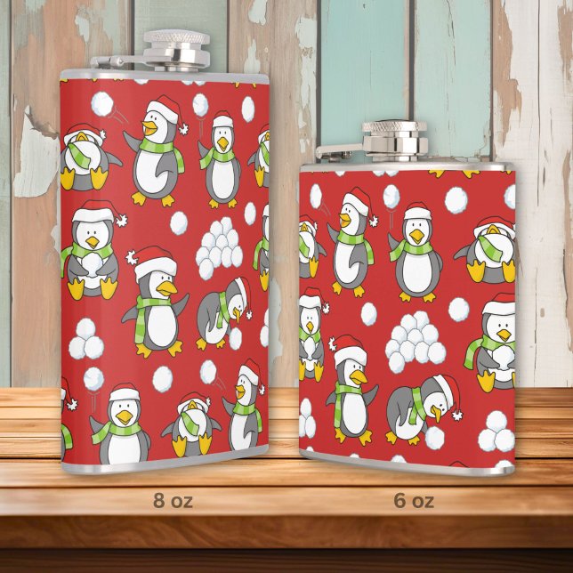 Christmas penguins background hip flask (Creator Uploaded)