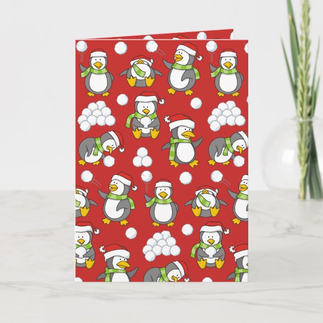 Christmas penguins background holiday card (Front)