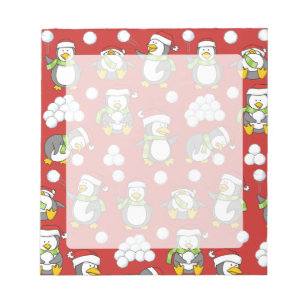Christmas penguins background notepad