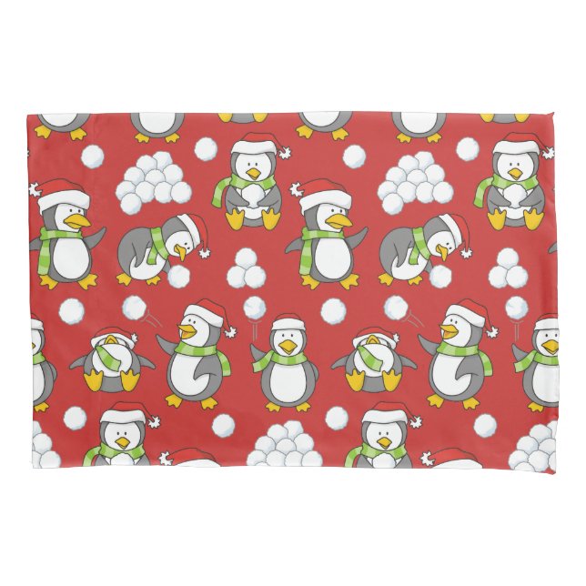 Christmas penguins background pillowcase (Front)