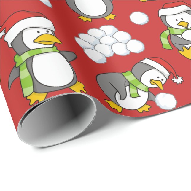 Christmas penguins background wrapping paper (Roll Corner)