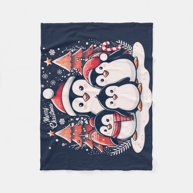 Christmas Penguin's by Rp  Fleece Blanket (Front)