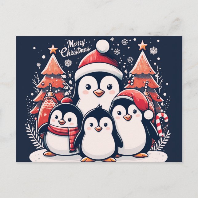 Christmas Penguin's by Rp  Postcard (Front)