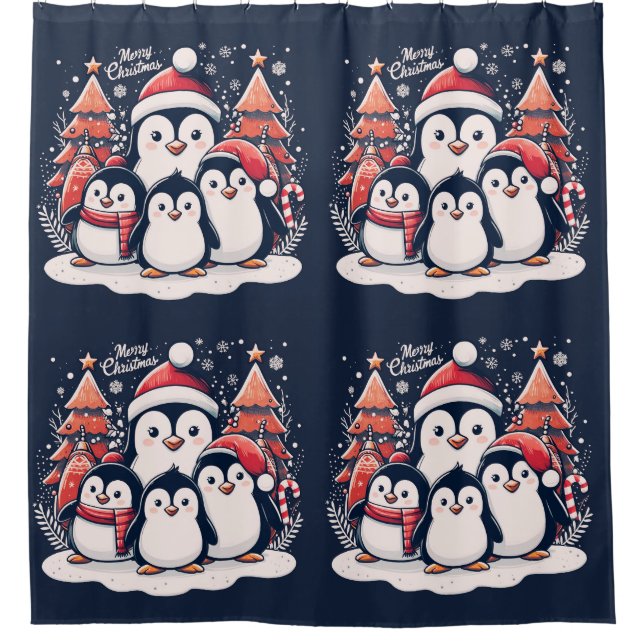 Christmas Penguin's by Rp  Shower Curtain (Front)