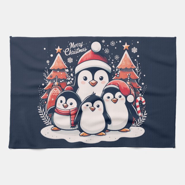 Christmas Penguin's by Rp  Tea Towel (Horizontal)
