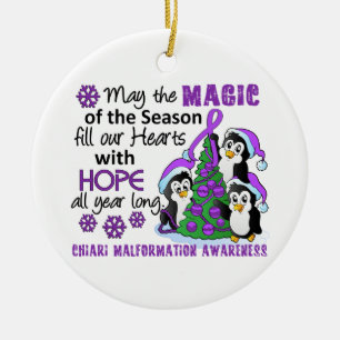 Christmas Penguins Chiari Malformation Ceramic Ornament