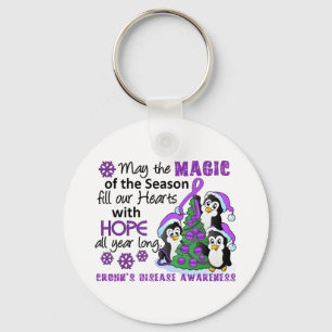 Christmas Penguins Crohn's Disease Key Ring