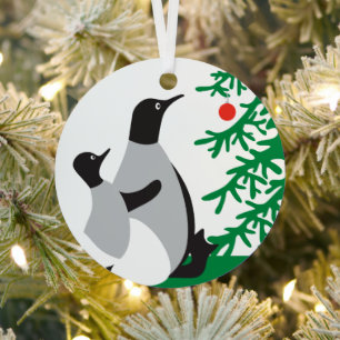 Christmas Penguins Custom Ornament