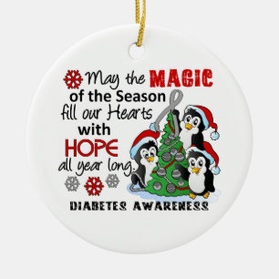 Christmas Penguins Diabetes Ceramic Ornament