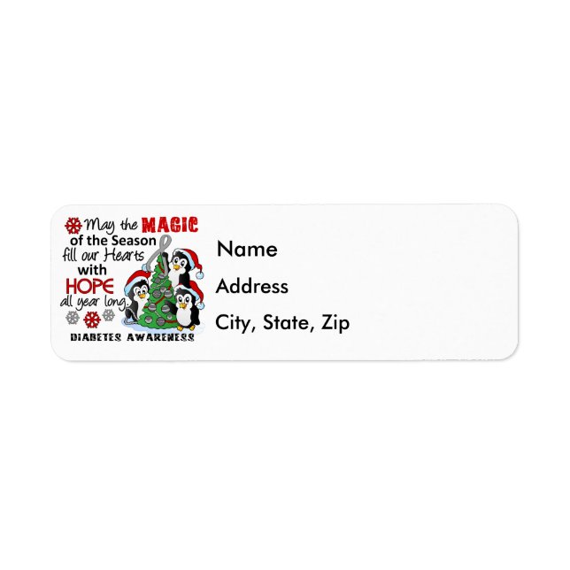Christmas Penguins Diabetes Return Address Label (Front)