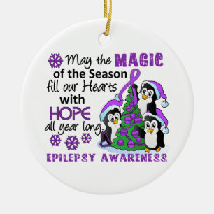 Christmas Penguins Epilepsy Ceramic Tree Decoration