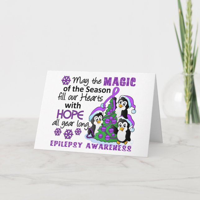 Christmas Penguins Epilepsy Holiday Card (Front)
