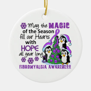 Christmas Penguins Fibromyalgia Ceramic Ornament