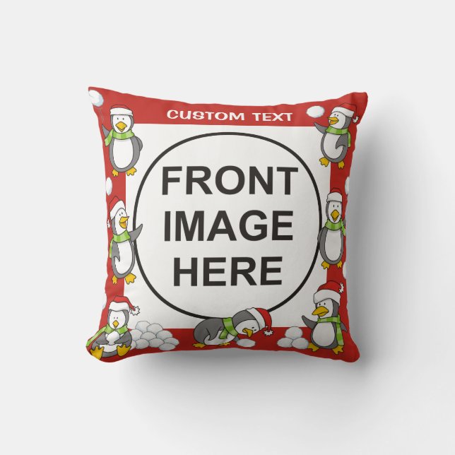 Christmas penguins frame cushion (Front)
