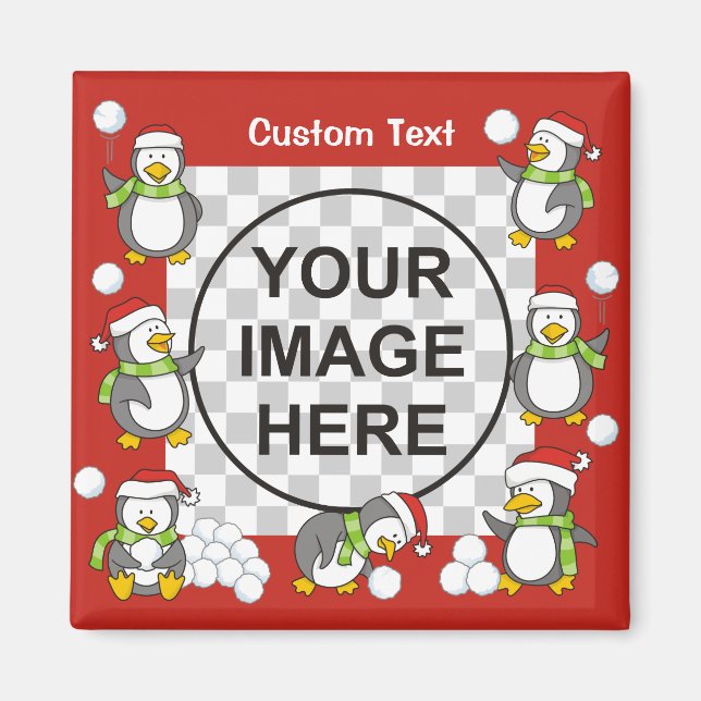 Christmas Penguins Frame Magnet (Front)