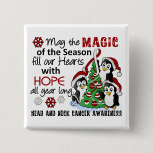 Christmas Penguins Head and Neck Cancer 15 Cm Square Badge
