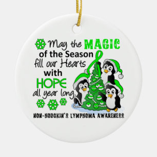 Christmas Penguins Non-Hodgkin's Lymphoma Ceramic Ornament