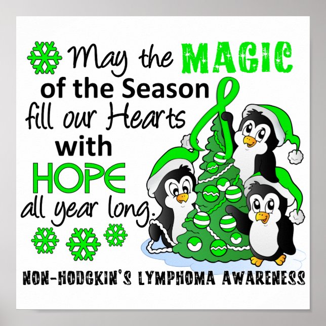 Christmas Penguins Non-Hodgkin's Lymphoma Poster (Front)